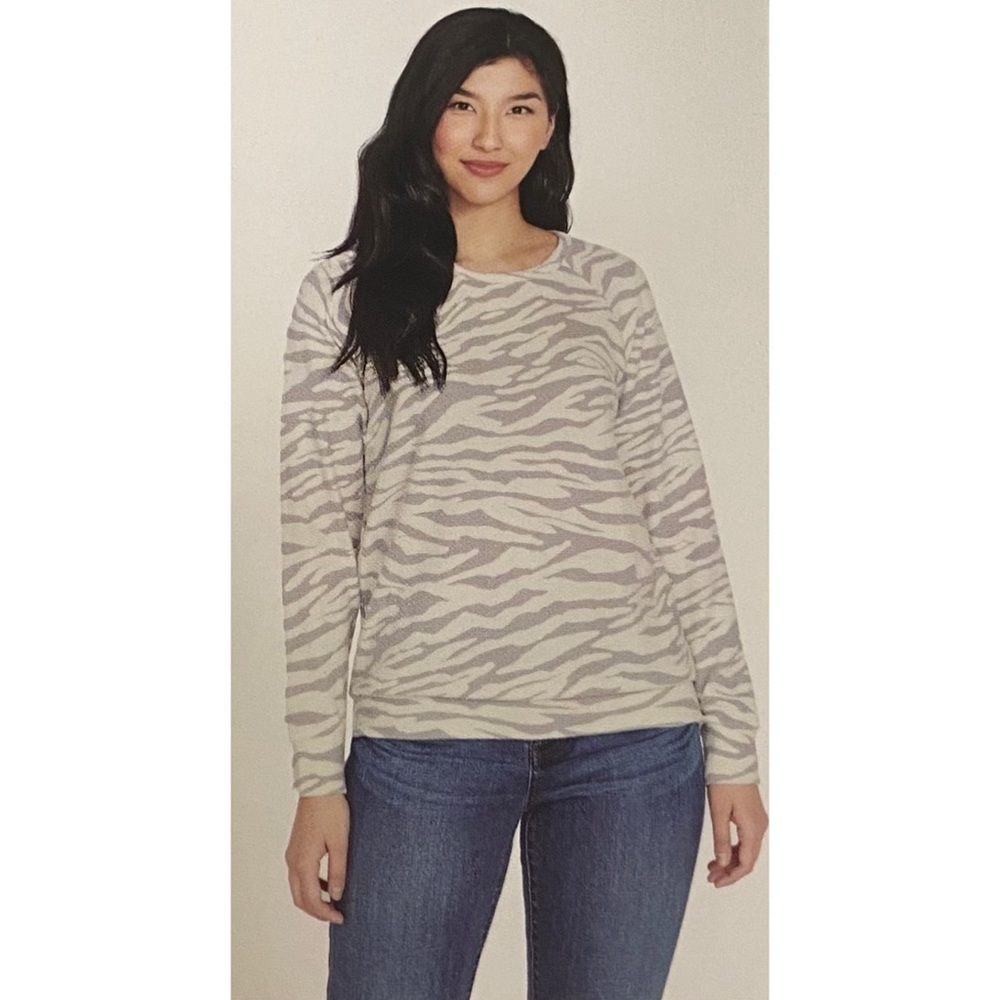 Buffalo Size S Grey/ White Zebra Sweater NWT